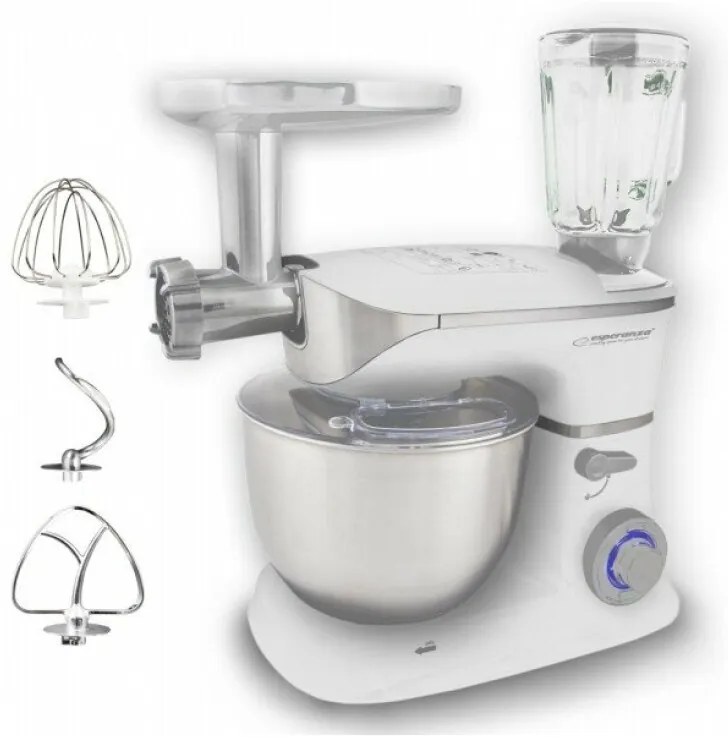 Robot de bucatarie Esperanza Cooking Master EKM025 1000W 5l 6 viteze blender 1.5l Alb