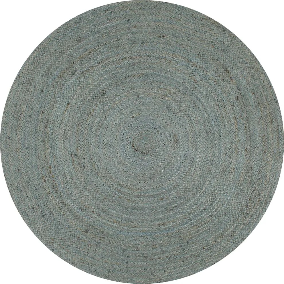 vidaXL Covor manual, verde măsliniu, 120 cm, iută, rotund