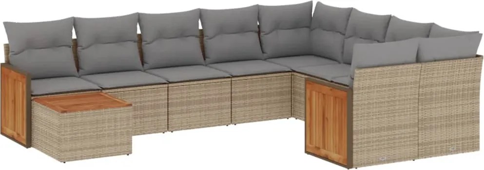 vidaXL Set canapele de grădină cu perne, 10 piese, bej, poliratan