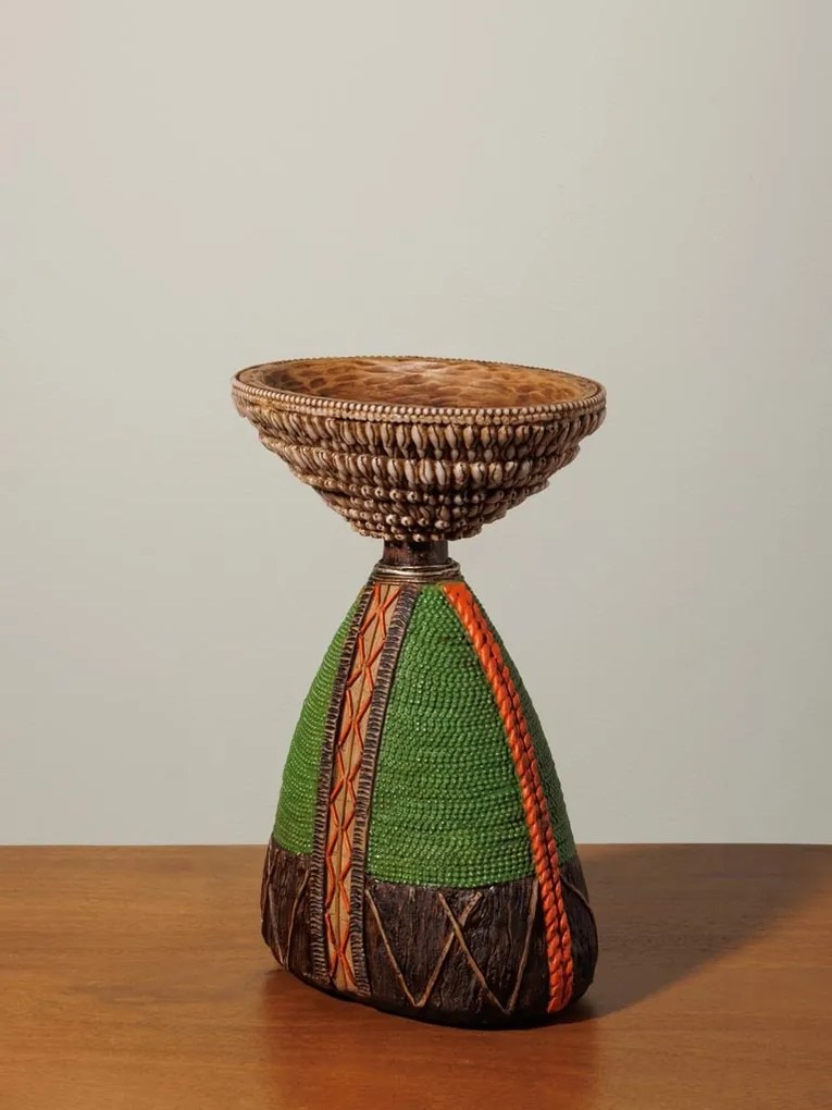 Decoratiune de masa, cu bol din rasina, H27cm, Africa