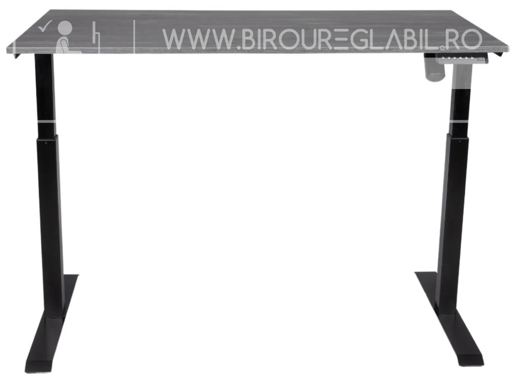 Birou reglabil electric TerrA3 s BLACK - profil pătrat , 1 motor, cadrul negru (Dimensiune blat: 90x60cm, Culoare blat: Alb 25mm)