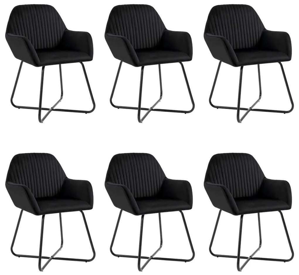 vidaXL Scaune de sufragerie, 6 buc, negru, catifea