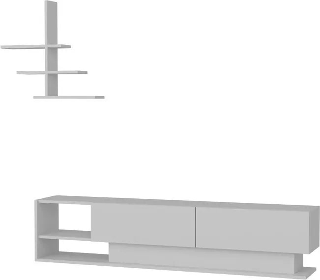 Set masă TV și etajeră perete Lucca White, alb