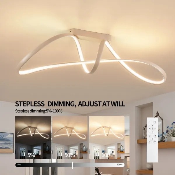 Brilagi-LED Lustră aplicată dimmabilă TWISTER LED/60W/230V 3000-6000K bej+telecomandă