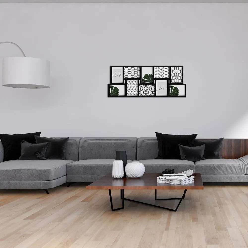 Ramă foto neagră de perete din plastic 75x30 cm