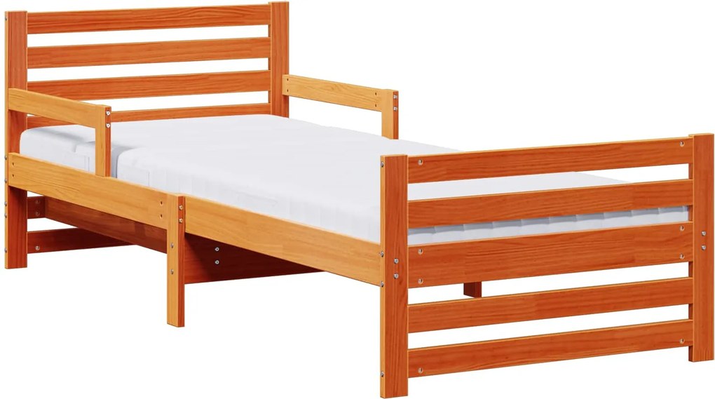 vidaXL Cadru de pat cu saltea Maro 80 x 200 cm Lemn de pin masiv