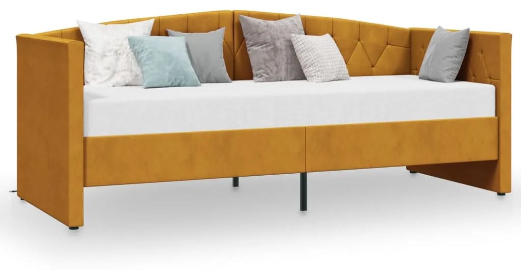 337212 vidaXL Pat de zi, maro, 90x200 cm, catifea, USB