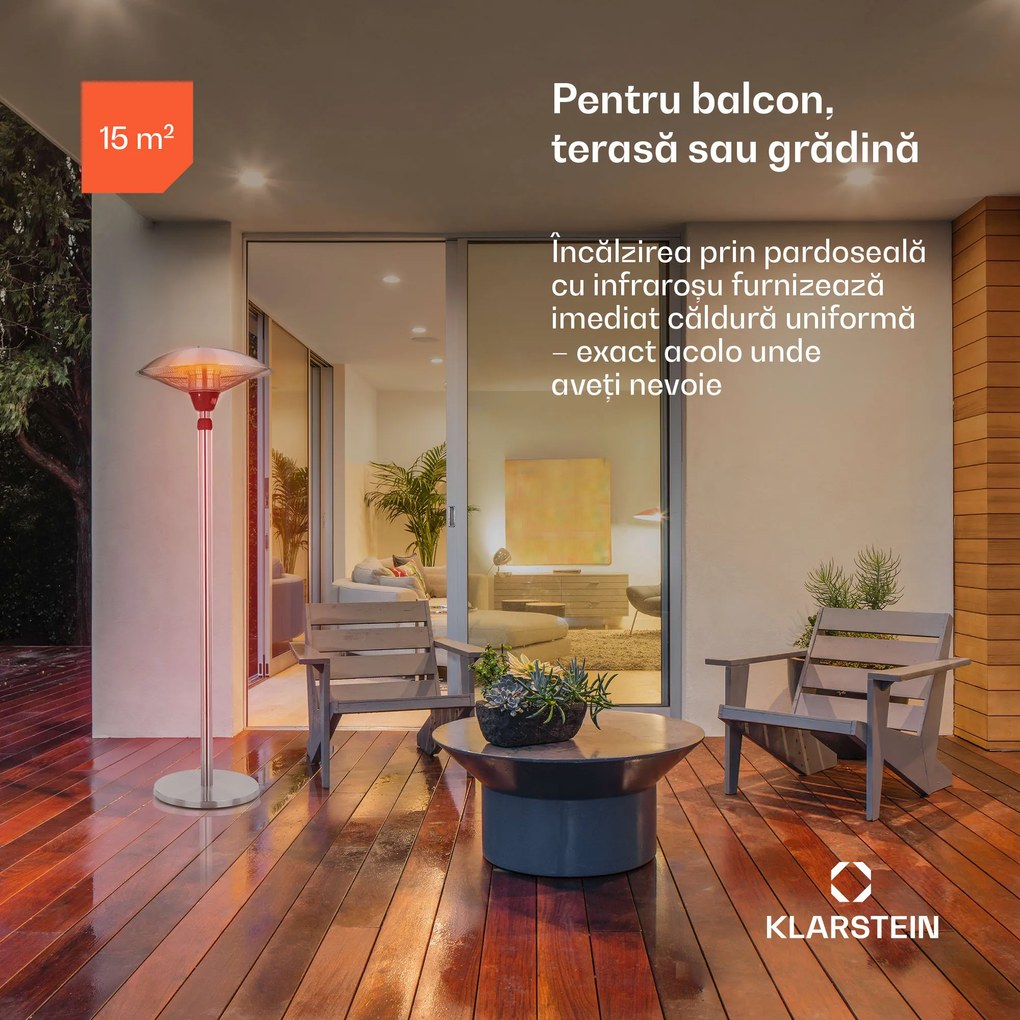 Blumfeldt Heat Guard, încălzitor radiant cu infraroșu, IP44, reglabil pe înălțime, IR ComfortHeat, 2100W