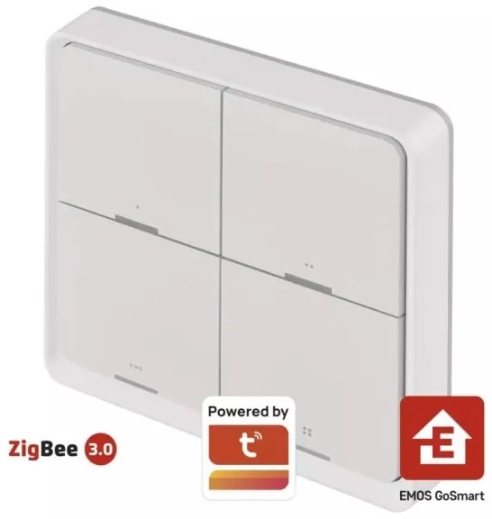 Comutator cu 4 butoane GoSmart Tuya alb