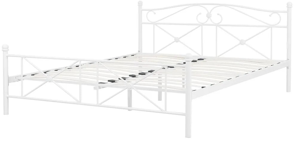 Pat matrimonial 140 cm RANDEZ (metal) (alb) (cu somieră). 1018569