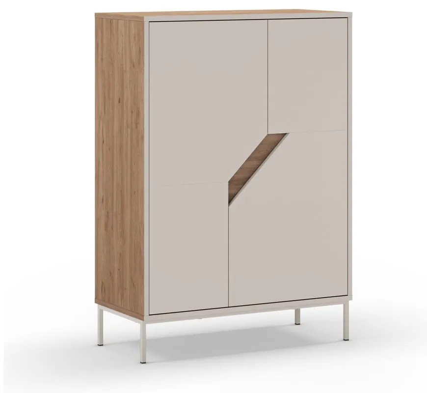 Comodă crem/în culoare naturală cu aspect de lemn de stejar 85x120x40 cm Lilou – Marckeric