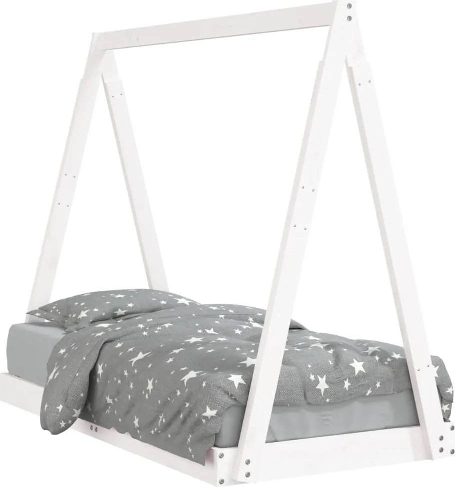 vidaXL Cadru de pat pentru copii, alb, 70x140 cm, lemn masiv de pin