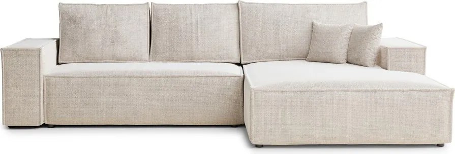 Colțar crem extensibil/cu spațiu de depozitare cu tapițerie din chenille (cu colț pe partea dreaptă/cu șezlong) Maze – Maison de Rêve