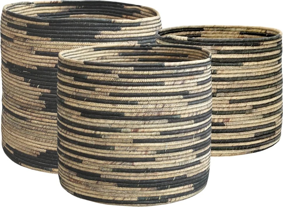 Set 3 coșuri decorative împletite, din zambilă de apă