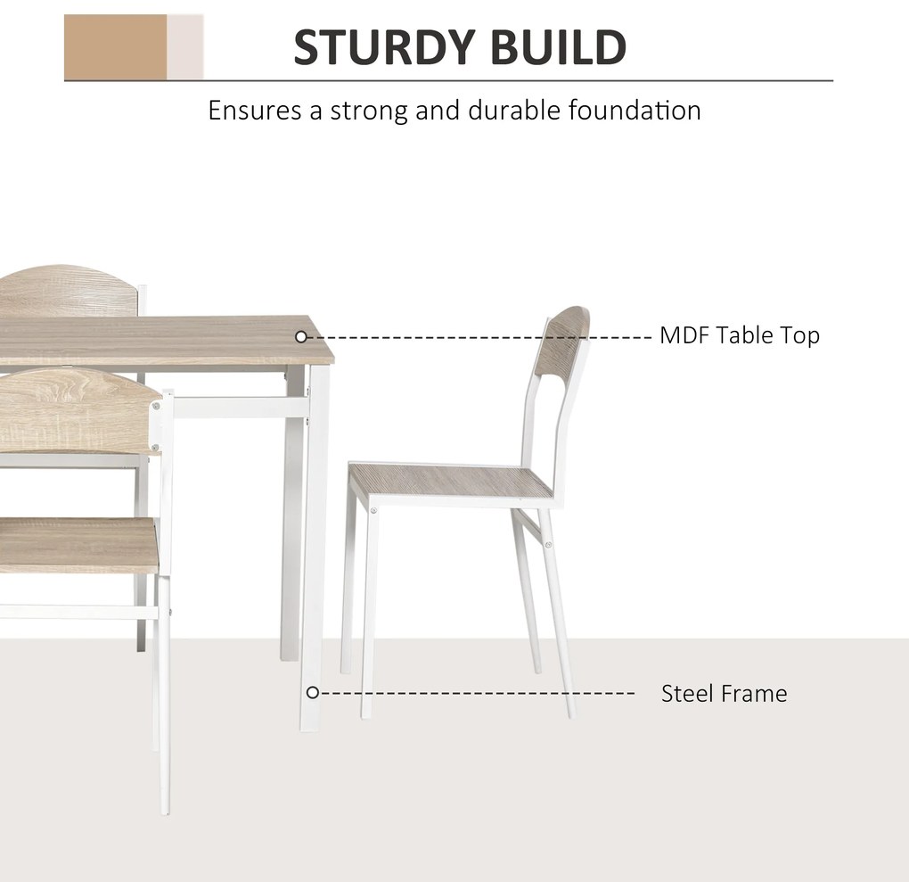 HOMCOM Masa cu 4 scaune din Metal si MFD, mobilier pentru bucatarie | Aosom Romania