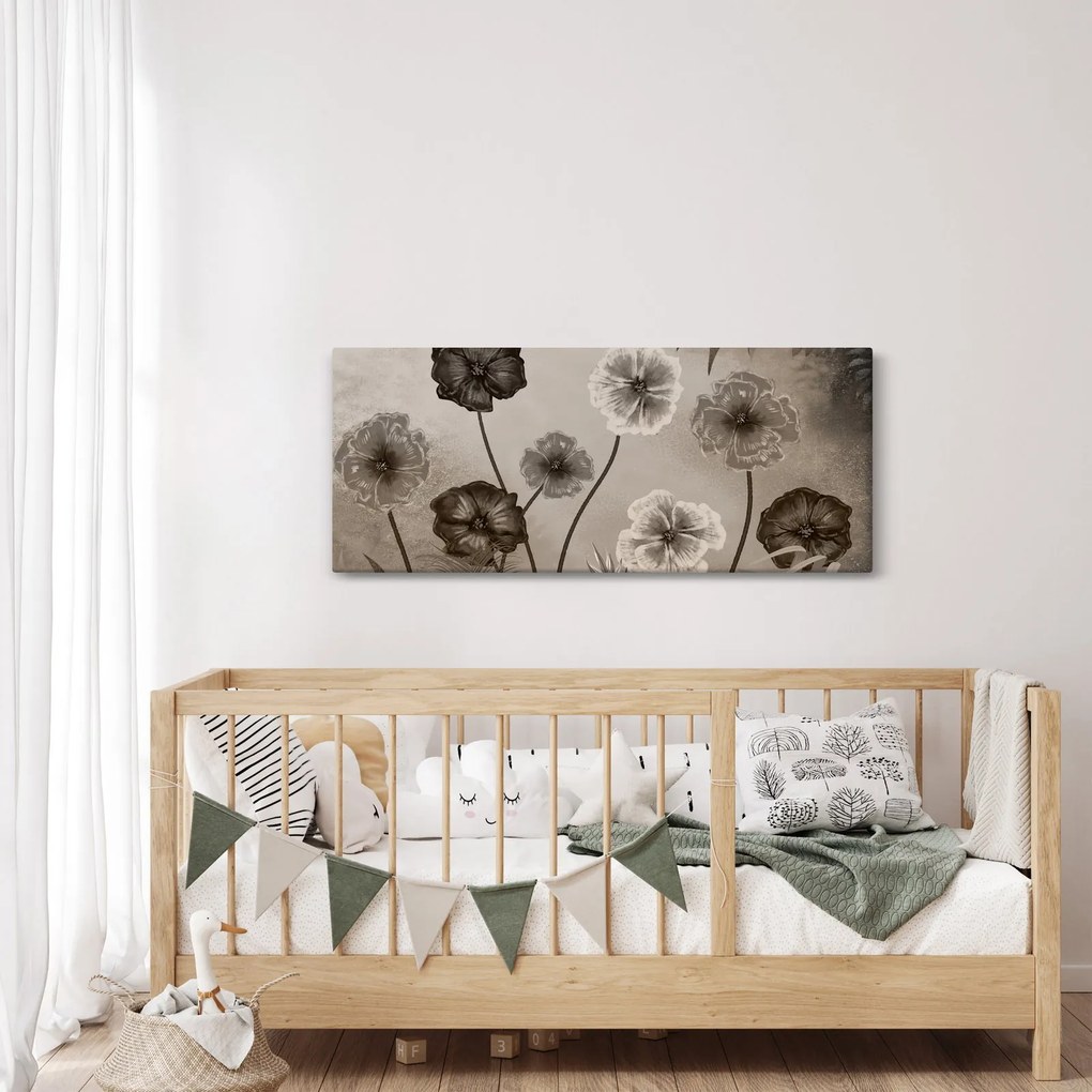 Tablou - Flori desenate (120x50 cm)
