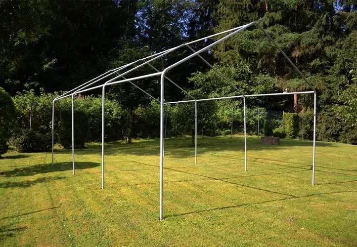 Cort pentru petreceri în grădină 6×4 m, dungă albă și roșie,