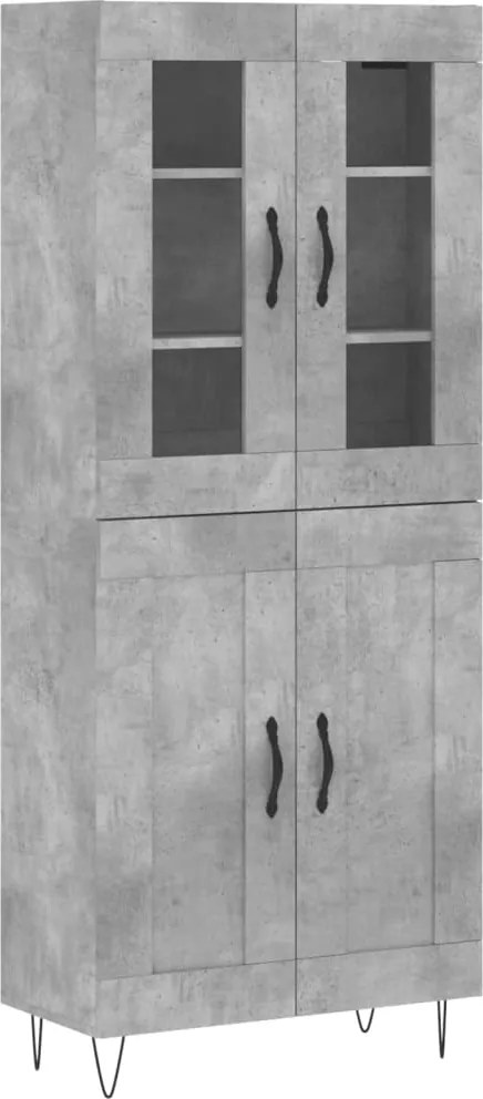 vidaXL Dulap înalt, gri beton, 69,5x34x180, lemn compozit