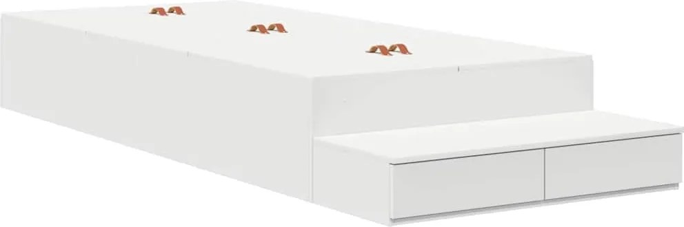 vidaXL Cadru de pat cu depozitare cu sertar Alb 100 cm Lemn compozit