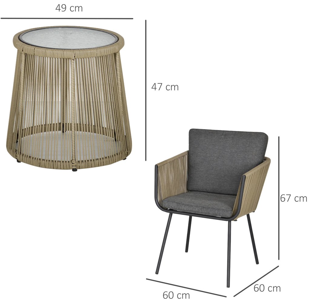 Outsunny Set Mobilier de Grădină cu 2 Șezlonguri Recliner pentru Exterior, cu Pernă Căptușită din PE, 196x65x22 cm, Gri | Aosom Romania