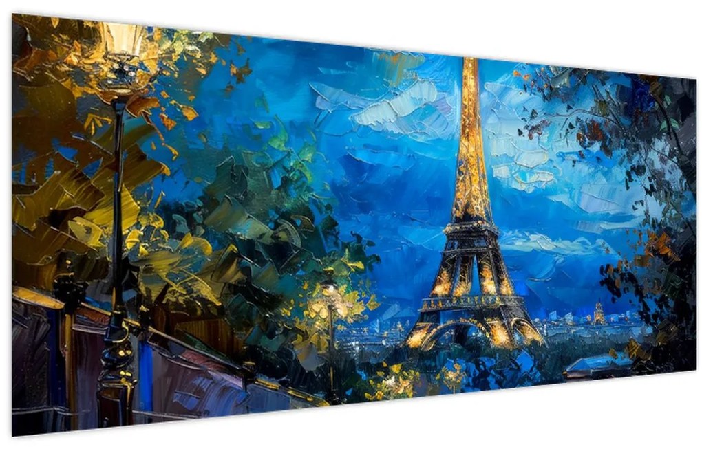 Tablou - Pictură în ulei a Turnului Eiffel (120x50 cm)