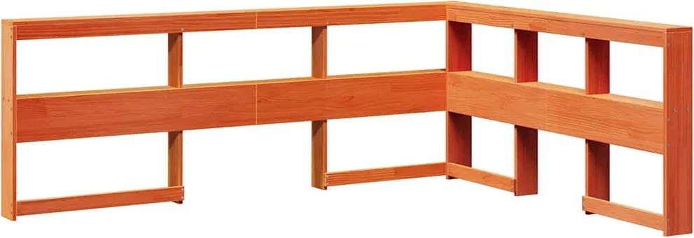 vidaXL Bibliotecă tăblie în formă de L ceară maro 135cm lemn masiv pin