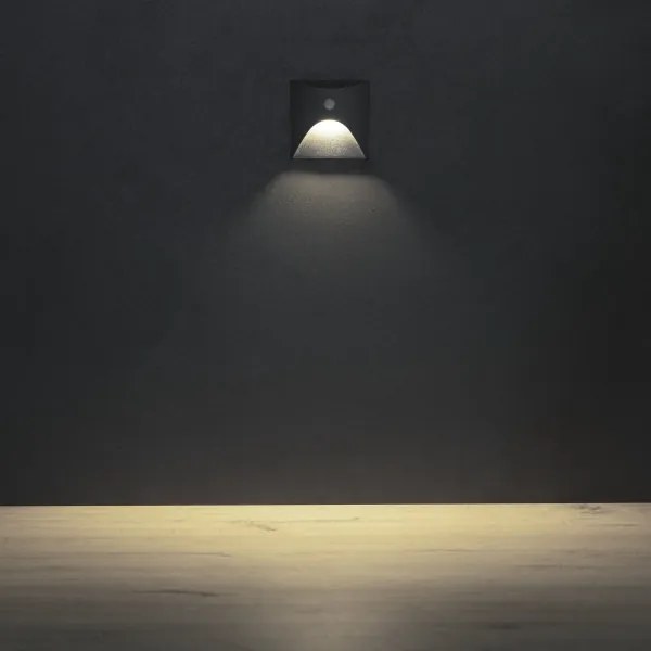 Kanlux 39143 - Corp de iluminat LED pentru trepte cu senzor EXIN 2,5W/230V 4000K IP65, antracit, pătrat