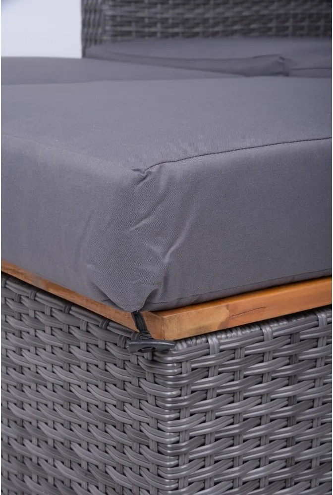 Canapea de grădină gri din ratan artificial Bari – Garden Pleasure