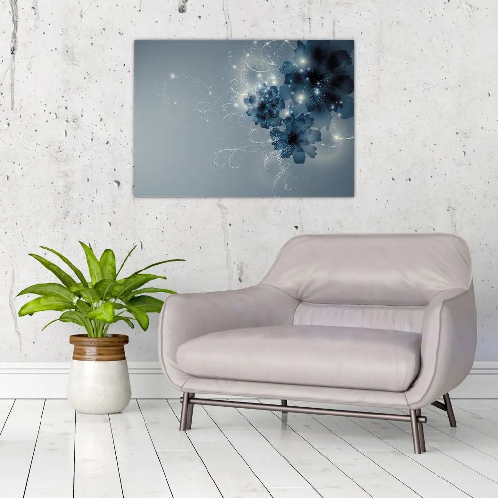 Tablou pe sticlă - Flori delicate (70x50 cm)