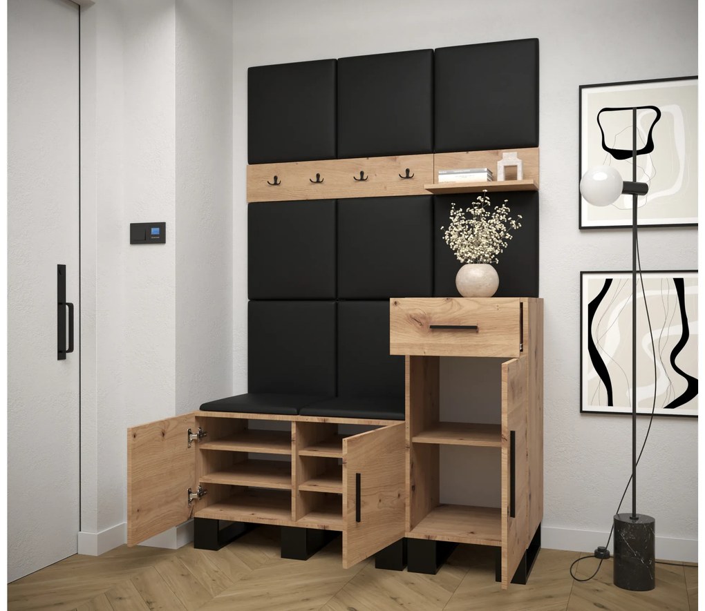 Set mobilier pentru hol Amanda 5 (Stejar artisan + bej). 1085893