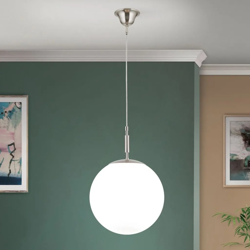 Lustra, Pendul realizat manual ARTDESIGN 30cm, crom satinat/ alb opac