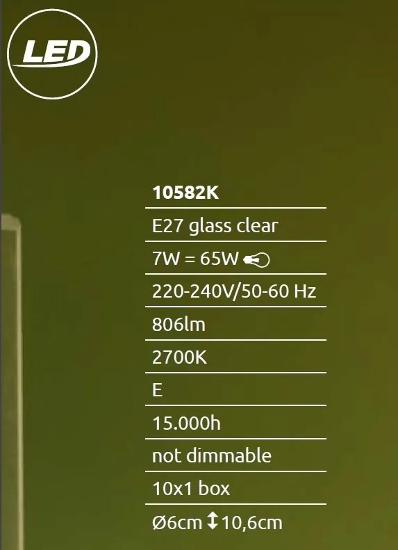 Bec LED E27 AGL 7W 806lm 2700K
