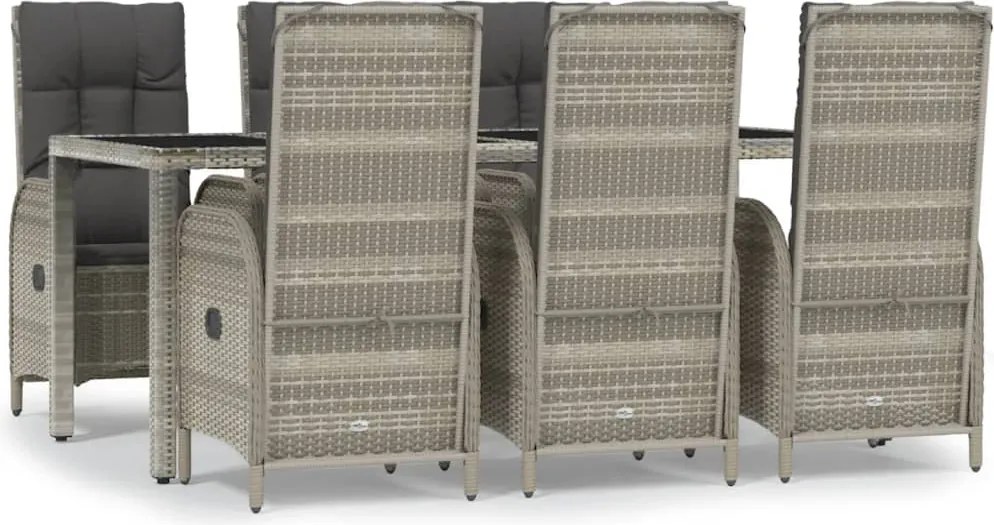 vidaXL Set mobilier de grădină cu perne, 7 piese, gri, poliratan