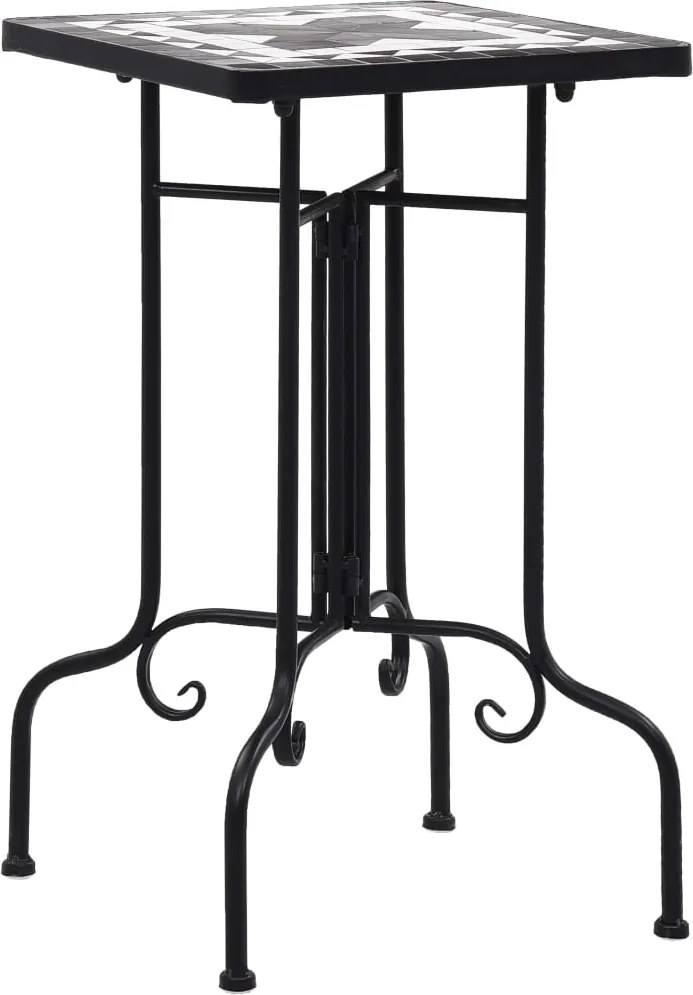 vidaXL Masă laterală cu mozaic, negru și alb, ceramică