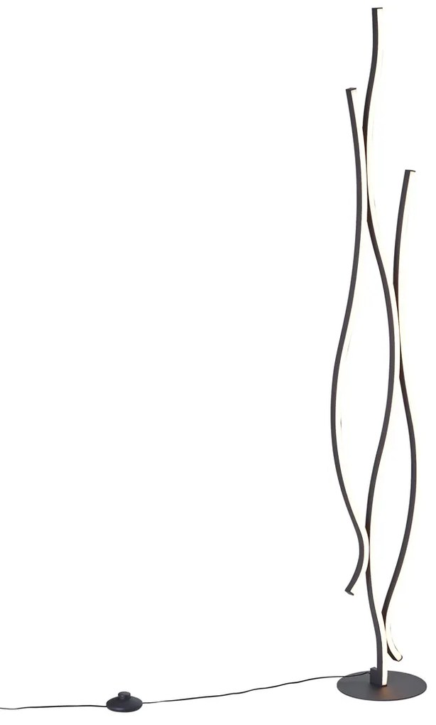 Lampă de podea de design neagră incl. LED cu dimmer - Ying