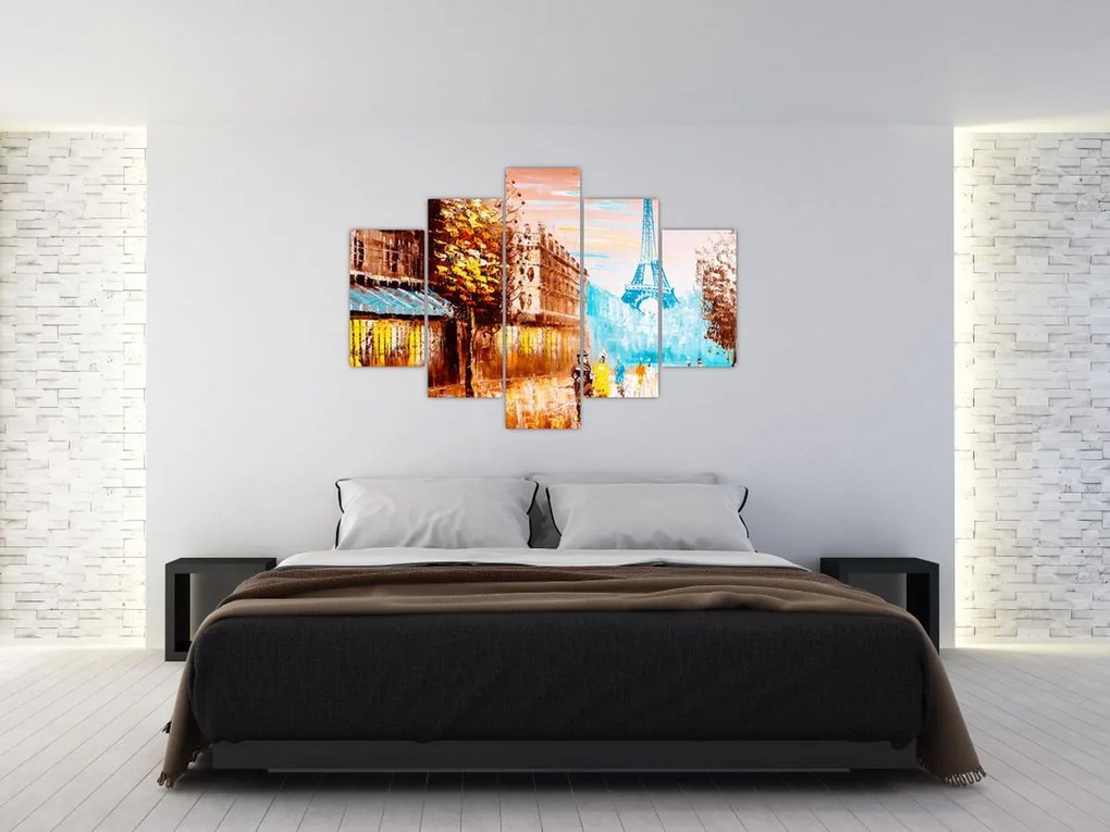 Tablou - Vremea ploioasă și Turnul Eiffel (150x105 cm)
