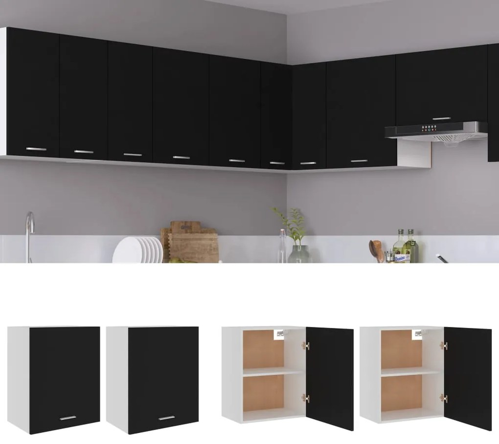 vidaXL Dulapuri suspendate “Lyon”, 2 buc., negru, 50x31x60 cm