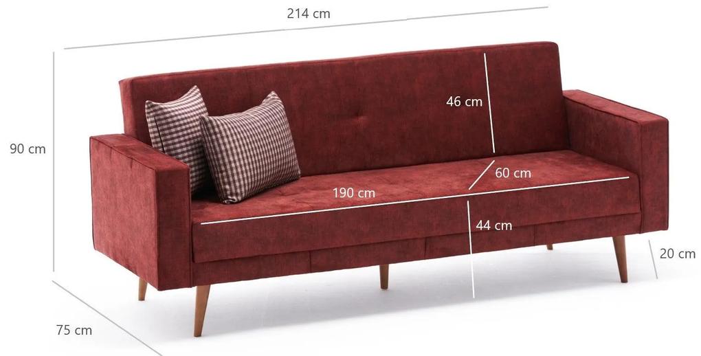 Canapea extensibila cu 3 locuri Glasgow, 214 x 90 x 75 cm