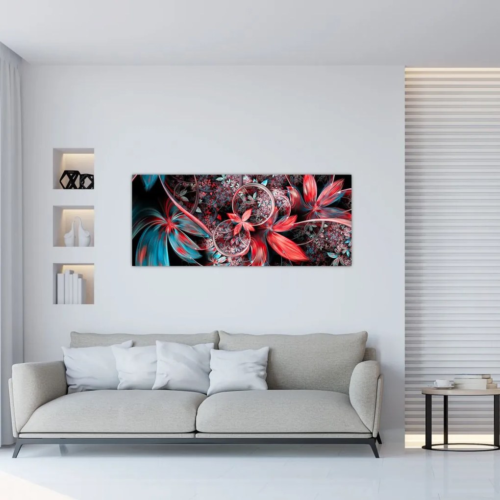 Tablou abstract cu flori exotice (120x50 cm)