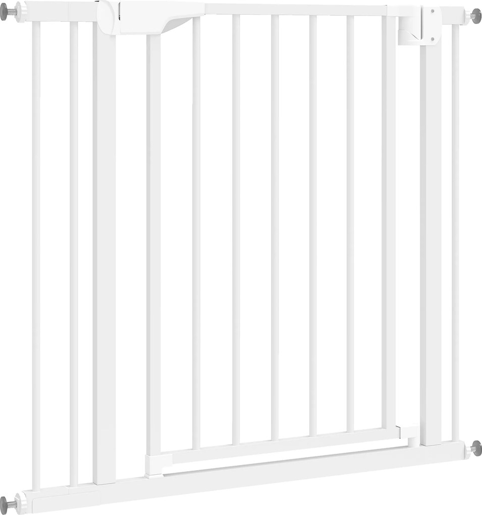 PawHut Barieră de Siguranță pentru Copii și Câini Lățime 76-89 cm Blocare Dublă și Închidere Automată Deschidere în Ambele Sensuri Alb | Aosom Romania
