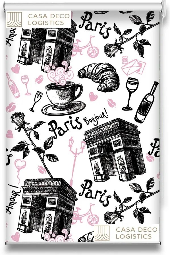 Roletă textilă Urban 4011 cu model Paris și cafe