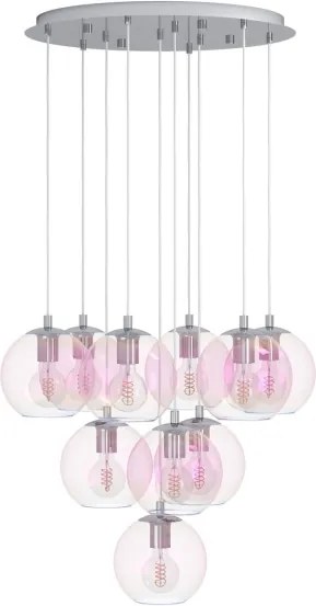Eglo 901922 - Lustru suspendat pe cablu ARISCANI, 10 x E27, 60 W, 230 V, crom lucios/sticlă clară
