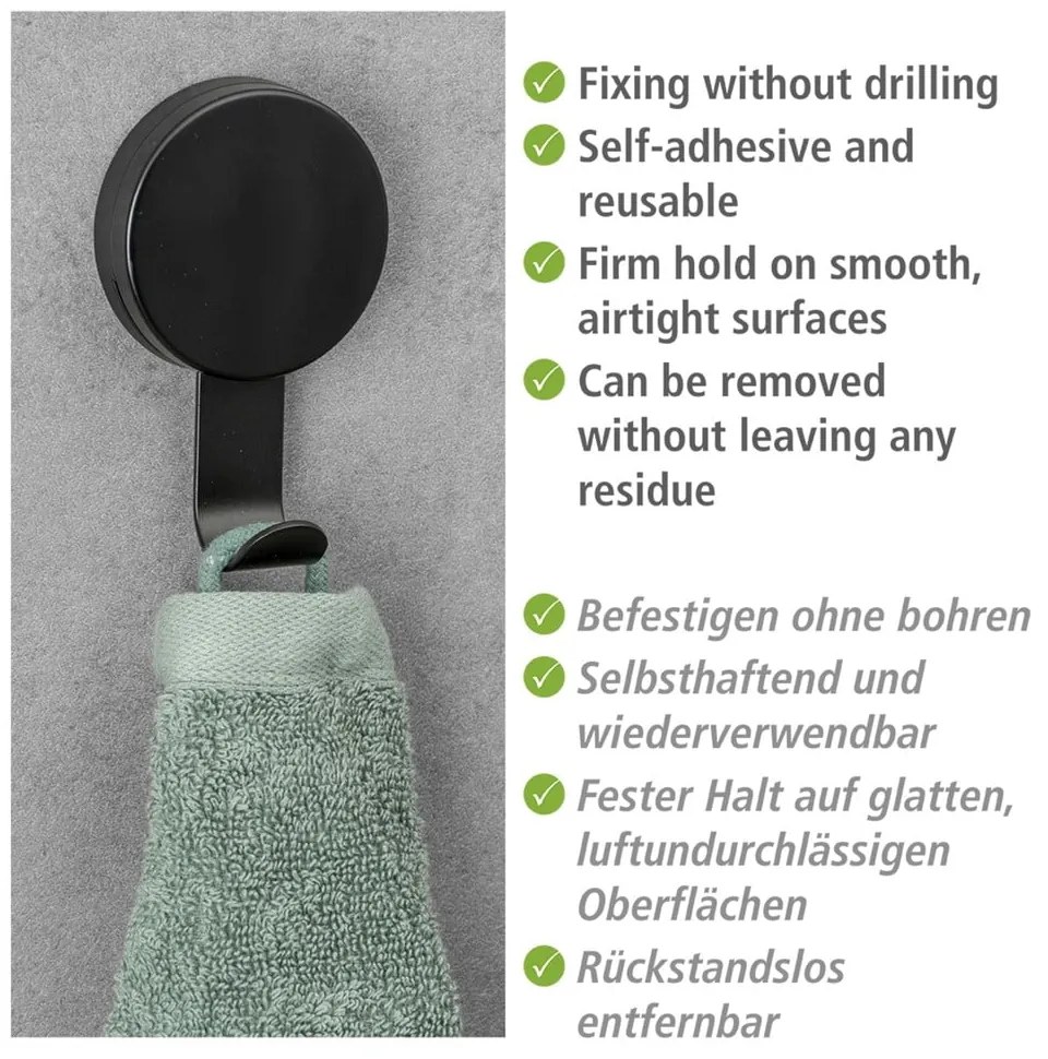 Set 2 cârlige pentru prosoape Wenko Pavia, negru