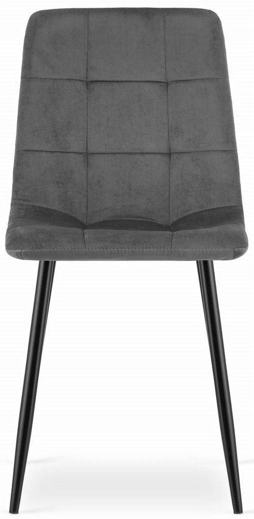 Scaun catifea gri inchis KARA cu picioare negre