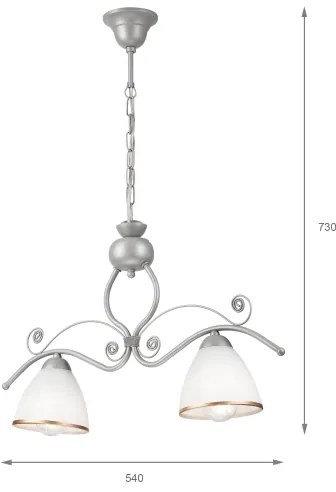 Lustră pe lanț RETRO 2xE27/60W/230V argintiu