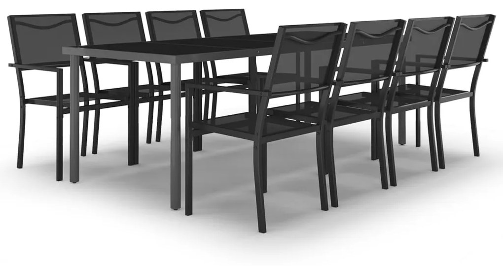 3073521 vidaXL Set mobilier de exterior, 9 piese, oțel