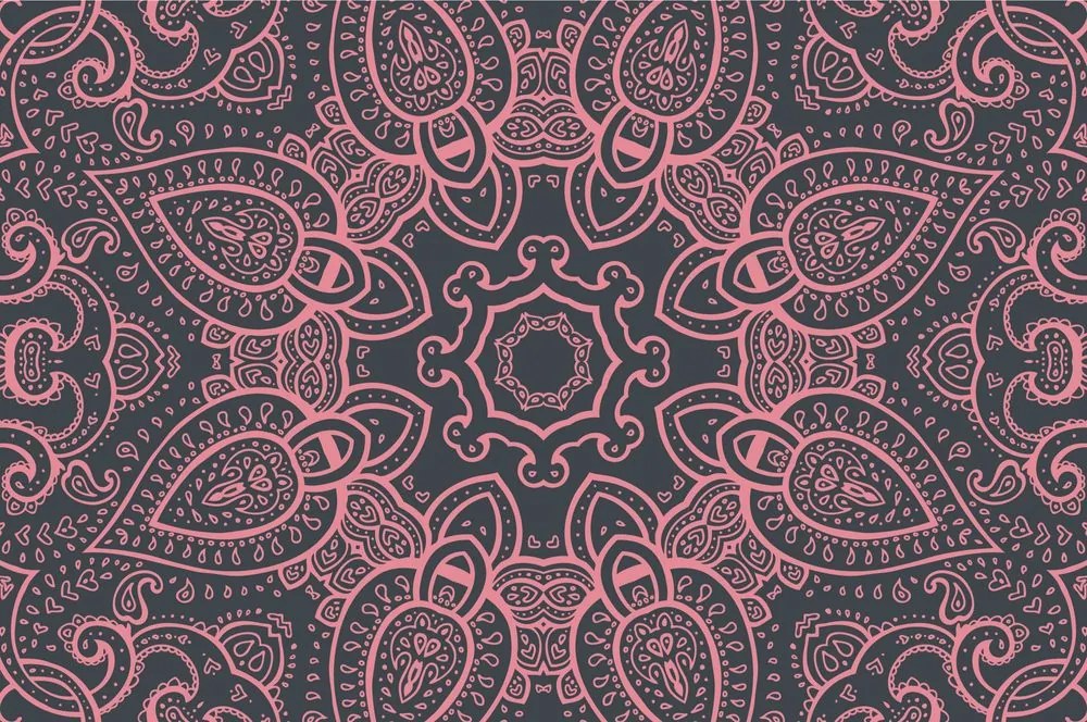 Tapet Mandala cu atingere indiană în roz
