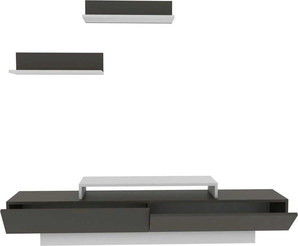 Mobilier living LUSI, maro/alb, PAL melaminat, 3 piese