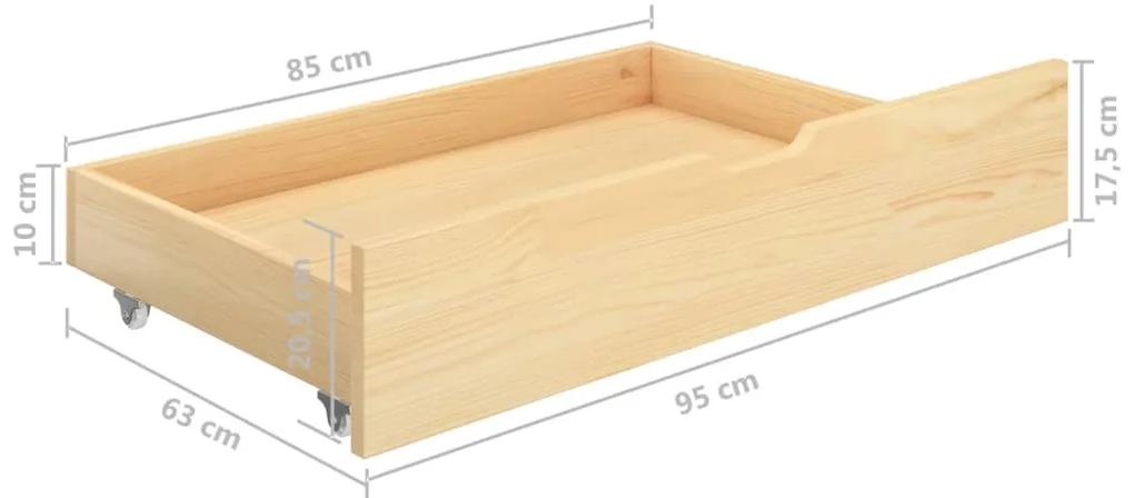 Cadru de pat cu 4 sertare, 200 x 200 cm, lemn masiv de pin Maro, 200 x 200 cm, 4 Sertare