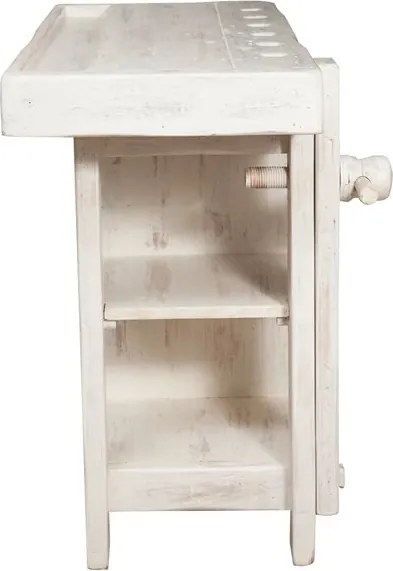 Banc de tamplar, L116 63 H90 cm, 4 sertare, alb antic, lemn masiv